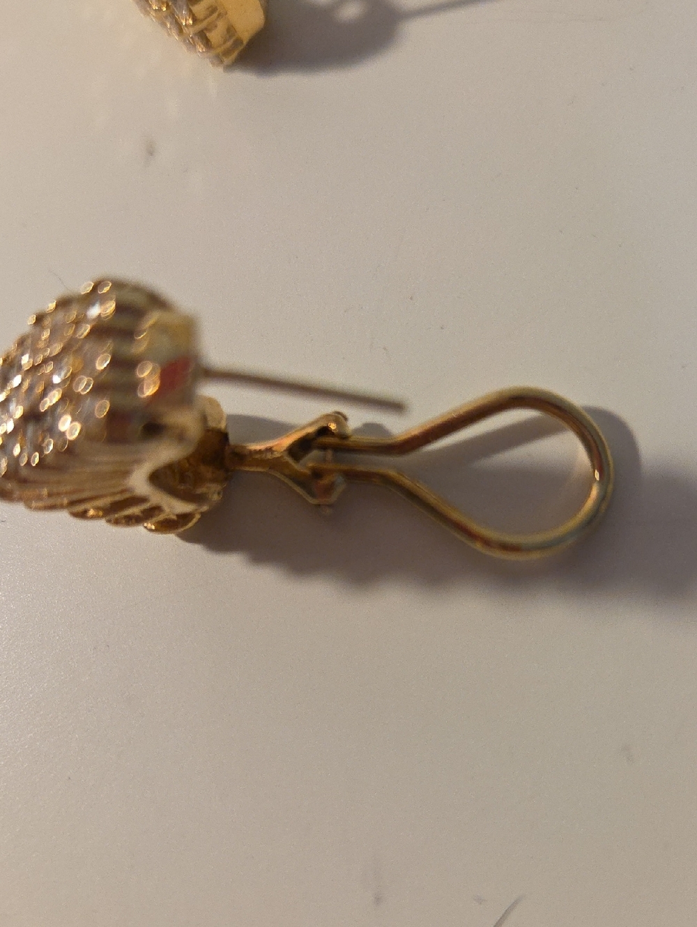 Gold Diamond 14k Fish Design Earrings 11g Real Gold Elegant Statement Jewe - Picture 7 of 7
